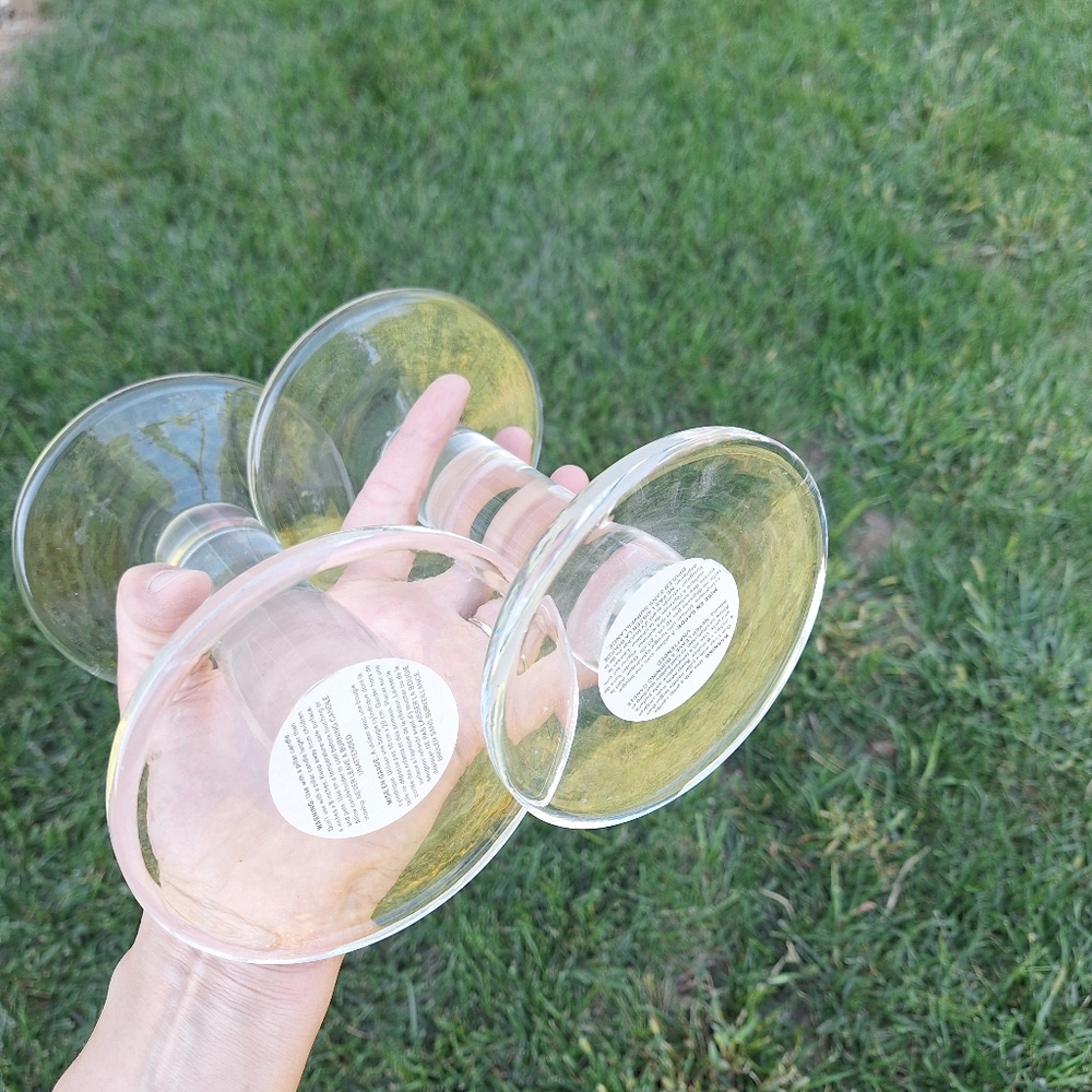 2 glass pillar candle holders - Picture 3 of 3